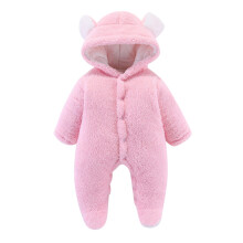 Macacão infantil com capuz e pelúcia macia – Rosa, 6-9 meses, ideal para escalada, caminhadas, camping e ciclismo.