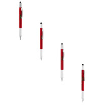 4Pcs 6-in-1 Multi-Tool Pen Set – Ruler, Bottle Opener, etc. – Compatible with Men's Gifts, Stocking Stuffers, Red