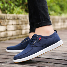 Ediodpoh Herenschoenen Modieuze Canvas Hoge Zool Heren Canvas Sportieve Casual Herenschoenen Blauw39