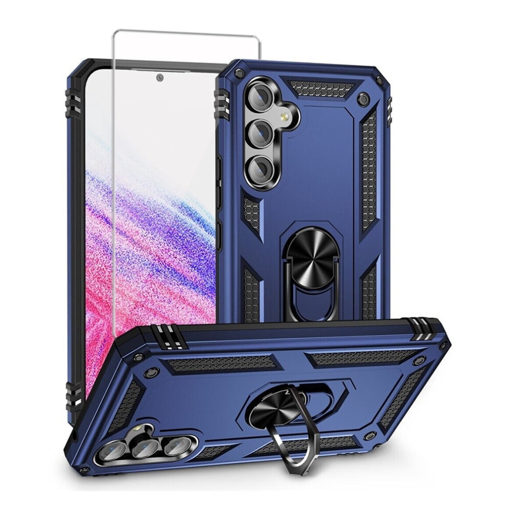 Xhy Compatible With Samsung Galaxy A54 5G Case + Screen Protector, Magnetic Ring Kickstand, Military-Grade Rugged, Detachable, Blue 9181073141898