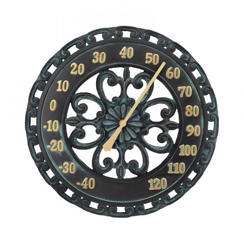 Termômetro externo HIBIBUD à prova d'água, com design decorativo de 34 cm (13,5 polegadas), estilo retrô, ideal para pátio, quintal, gramado e 1
