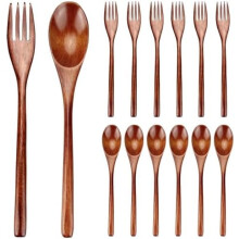 12-Piece Wooden Fork and Spoon Set