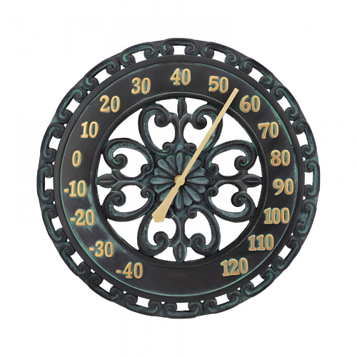 Termômetro externo HIBIBUD à prova d'água, com design decorativo de 34 cm (13,5 polegadas), estilo retrô, ideal para pátio, quintal, gramado e 2