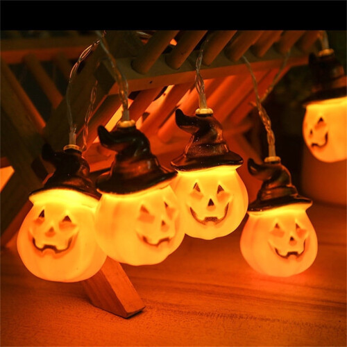 Κρεμαστά φωτάκια κολοκύθας για το Halloween, 20 φωτάκια σε σχήμα πορτοκαλί Jack O'Lantern, με 1