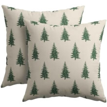 Housses de coussin en lin 45 x 45 cm, motif eucalyptus, lot de 2
