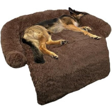 Calming Dog Bed Fluffy Plush Dog Mat for Furniture Protector with Removable Washable Cover for Large Medium Small Dogs and Cats (Large, Coffee)