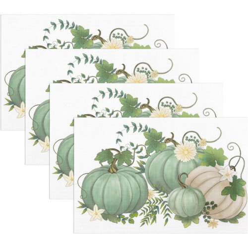 Sets de table automne-Thanksgiving (lot de 4) – Citrouille et érable