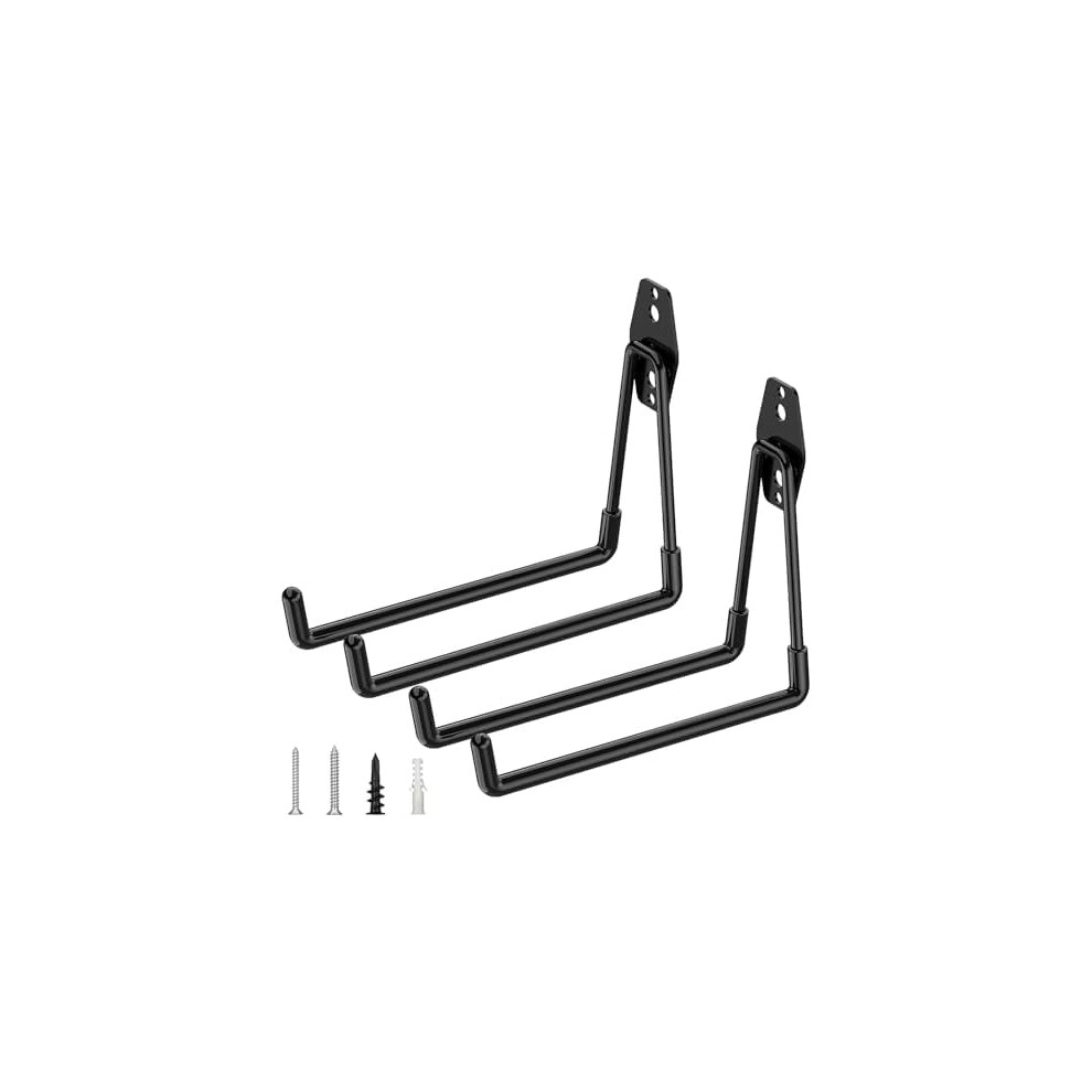 2-Pack Heavy Duty Garage Hooks, Steel Wall Mount Hangers For Ladders, Bikes, Tools Â Compatible With Standard Walls 9181073143441
