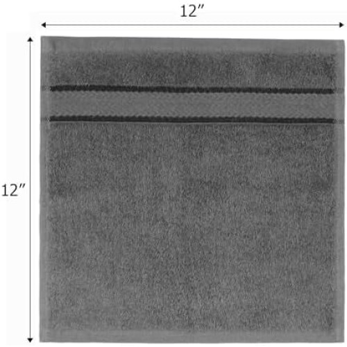 Υπερ-μαλακά πανάκια πλύσης 12 τεμαχίων, 12x12", ανθρακί, 57 ml έκαστο, 100% βαμβάκι με 1