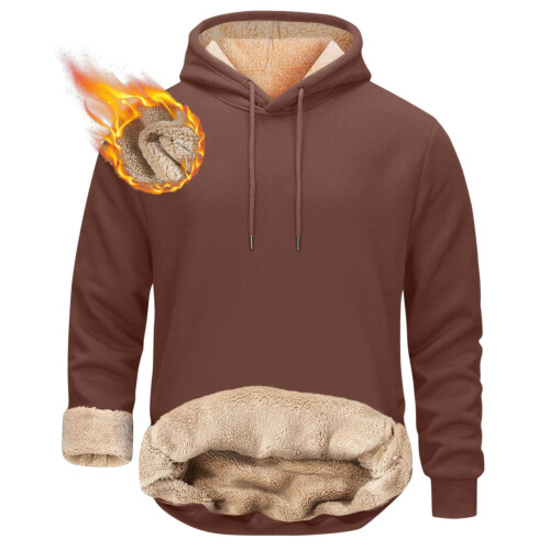 Herren-Kapuzenpullover Henley aus Woll-Samt, 1-teilig