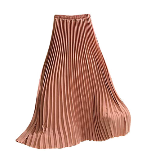 Eleganter, einfarbiger, plissierter Midi-Maxirock mit elastischem Bund für Damen 2