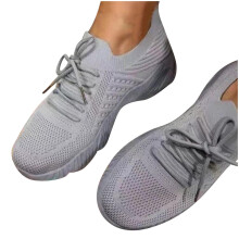 Sneaker für Damen, Sommer, Übergröße, modisch, lässig, atmungsaktiv, Mesh, Sportschuhe, Grau, US-Größe 4,5