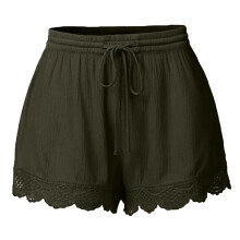 Damen-Freizeitshorts, bequem, einfarbig, mit Kordelzug und elastischem Bund, Taschen, Armeegrün, Größe XXXXL