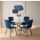 Round Glass Dining Table Set With 4 Blue Chairs 1