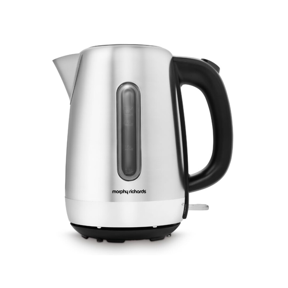 Morphy Richards Equip Kettle, 1.7L, 3Kw Rapid Boil, Removeable Limescale Filter, Easy View Water Gauge, Brushed Stainless Steel Case, 102786