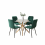 Round Glass Dining Table Set With 4 green Chairs 2