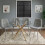 Round Glass Dining Table Set With 4 grey Chairs 1