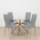 Round Glass Dining Table Set With 4 grey Chairs 1