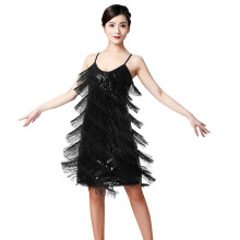 Paillettenkleid mit Fransen und Quasten in großen Größen für Damen, geeignet für Lateinamerikanische Tänze, Cocktailpartys und
