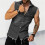Ανδρικό τζιν φανελάκι Vintage Slim Summer Tank Top χωρίς μανίκια και κουμπιά, μαύρο 4
