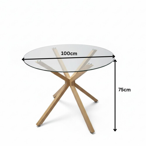Round Glass Dining Table Set With 4 Grey Chairs 2