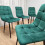 Round Glass Dining Table Set With 4 green Chairs 5