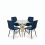Round Glass Dining Table Set With 4 Blue Chairs 2
