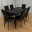 Black Marble Effect Dining Table Set with 6 Chairs 1