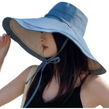 Sombrero de sol de ala ancha para mujer, de algodón, flexible, plegable, reversible, con borde reforzado, protección UV, ideal para la playa,