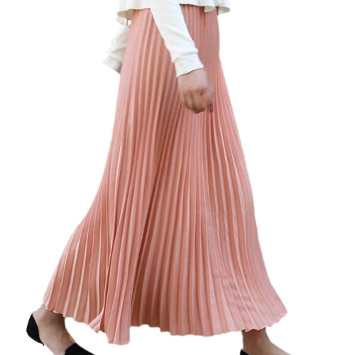Eleganter, einfarbiger, plissierter Midi-Maxirock mit elastischem Bund für Damen 1