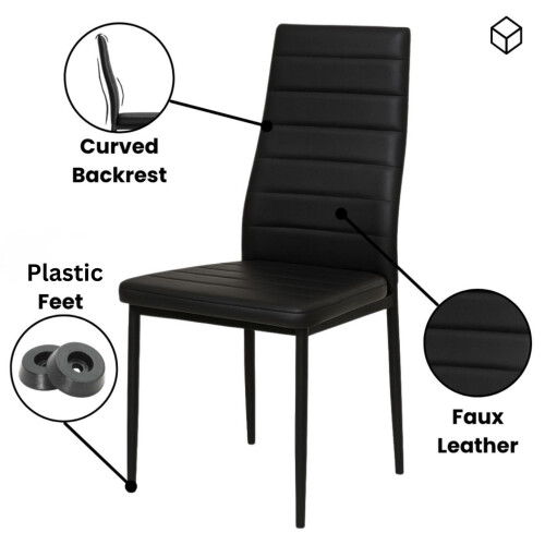 Black Marble Effect Dining Table Set with 6 Chairs 2