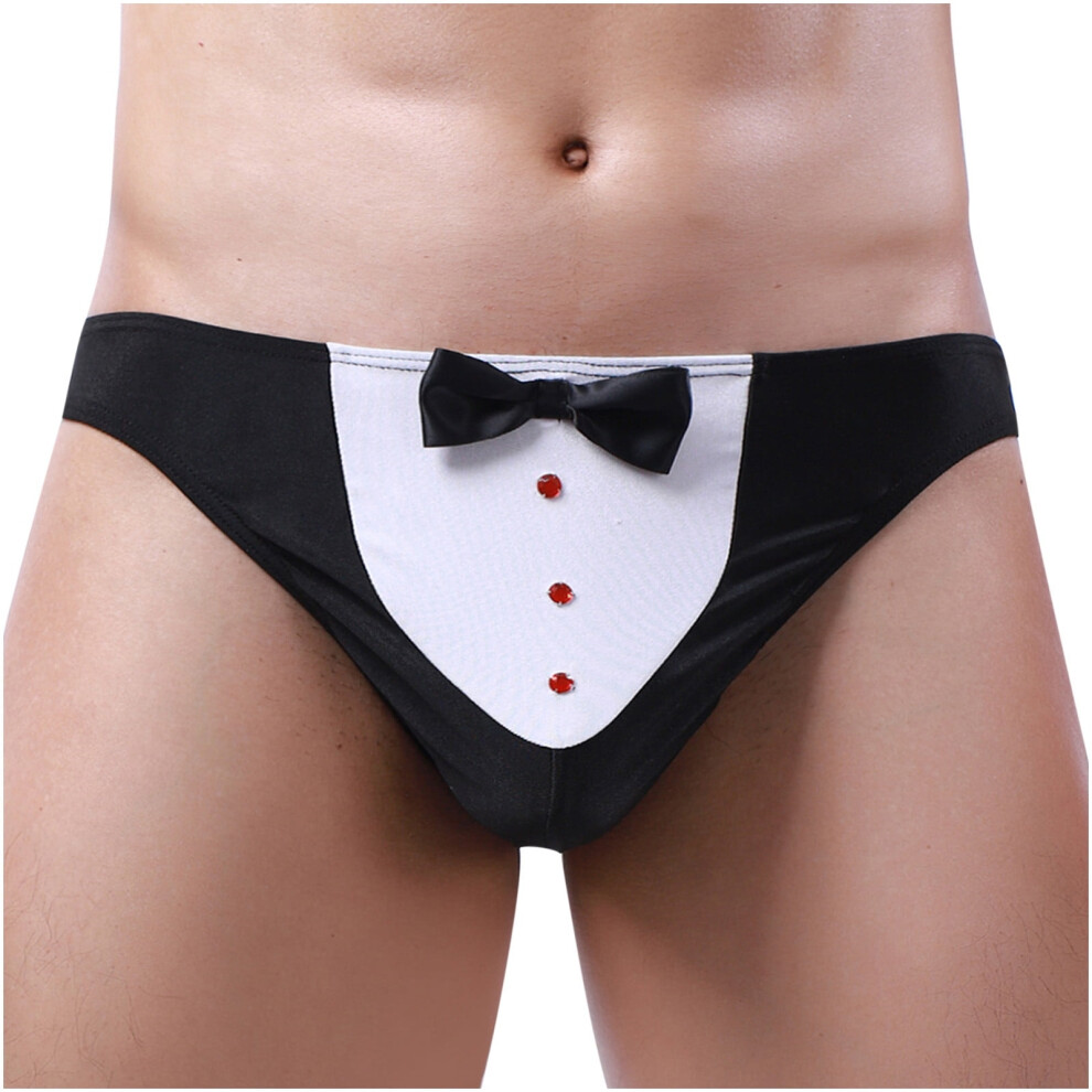Men's Bow Tie Bulge Pouch Bikini Thong Underwear G String Costume