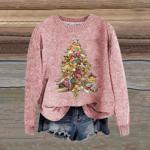 Hässliche Weihnachtspullover für Damen, Herbstmode, festlicher Weihnachtspullover mit Rundhalsausschnitt, witziges Pullover-Oberteil 1