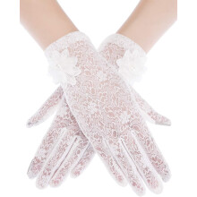 Čipkované rukavice pre ženy krátke bezprstové kvetinové rukavice na čajový večierok, svadbu a Halloween...