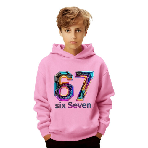Six Seven6 7Meme Χριστουγεννιάτικη Μπλούζα με Κουκούλα και Μακρυμάνικο Στάμπα με 2