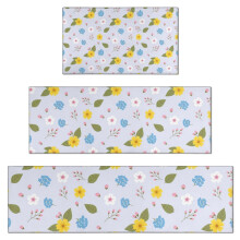 Set van 3 keukentapijten met bloemenprint, antislip en wasbaar, 17x30 cm en 17x47 cm.