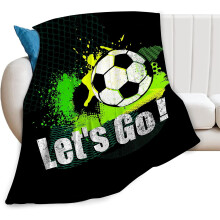 Couverture de football pour garçons, ultra douce, chaude et confortable, en polaire peluche, idéale comme cadeau pour décorer le lit des fans de