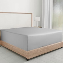 Drap-housse 100 % coton doux pour lit simple, satin résistant, élastique sur tout le pourtour, repères tête/pieds, drap-housse uniquement (gris