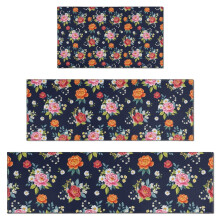 Sada 3 kuchyňských koberců Pioneer Flower s květinovým vzorem (41x76 cm, 41x122 cm, 41x147 cm), protiskluzové a pratelné, vhodné do kuchyně,