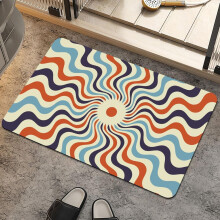 Tapis de bain rétro psychédélique à motif vortex, antidérapant, séchage rapide, ultra-absorbant, fin, pour douche, lavabo et baignoire (40 x 60