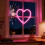 Pink LED Neon Heart Light, Valentine's Day Decor, USB 5