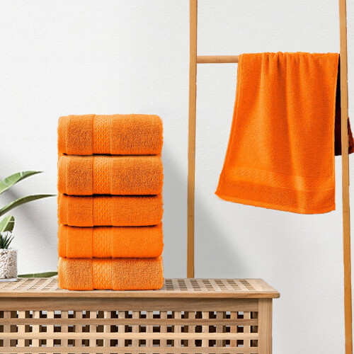 Συσκευασία 5 τεμαχίων Χειροπετσέτες Jacquard 100% βαμβακιού – Μαλακές, Απορροφητικές, 2