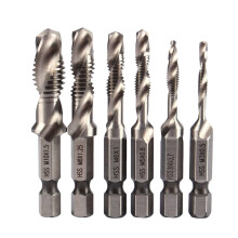 6Pcs Combination Drill Tap Bit Set High Durability Rustproof Spiral Design Wide Application Tapping Bit Tools for Drilling Threading