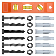 TV Mount Screws Kit: M8x65 Lag Bolts, 10x60 Anchors, Washers, Bubble Level – Compatible with Universal Wall Mounts