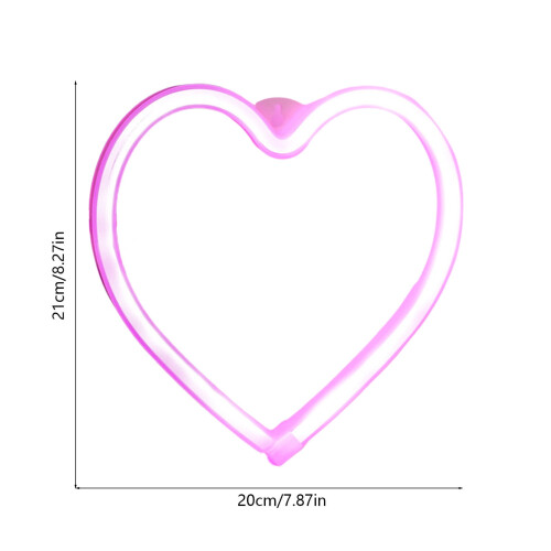 Pink LED Neon Heart Light, Valentine's Day Decor, USB 2