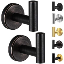 Crochets porte-serviettes bronze mat (lot de 2), fixation murale robuste en acier inoxydable pour salle de bain, cuisine, chambre, hôtel, piscine
