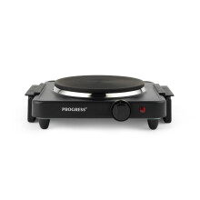 Progress EK4353P Single Electric Hot Plate - Camping Stove, Table Top Electric Cooker, Portable Kitchen Hob with Carry Handles, Non-Slip Feet,