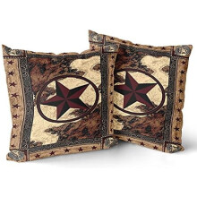 Kissenbezug mit Western-Texas-Stern, rustikale Landhausdeko, Vintage-Western-Stil, 45 x 45 cm, 2er-Set