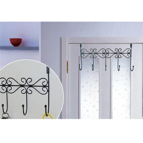 Over-Door Coat Rack with 5 Hooks Black 1 Pc 1