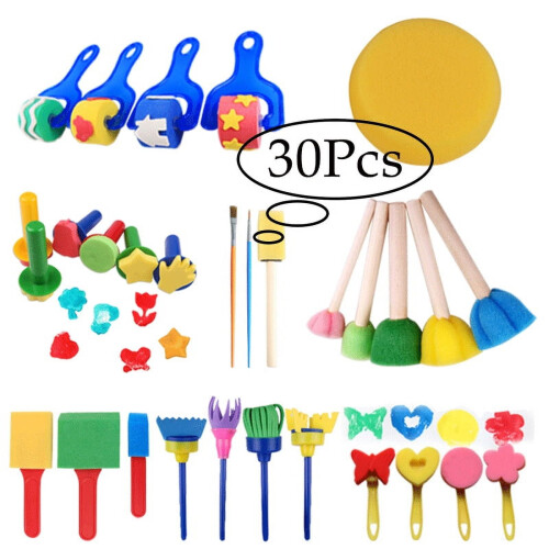Washable Paint Toys Sponge Soft Art Brushes (30 Count)